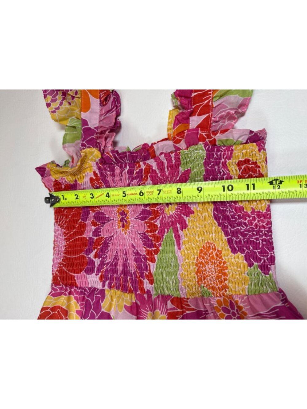 J.Marie XS Floral Maxi Dress Pink & Green Elastic Smocked Bodice (PP585) - Picture 4 of 9